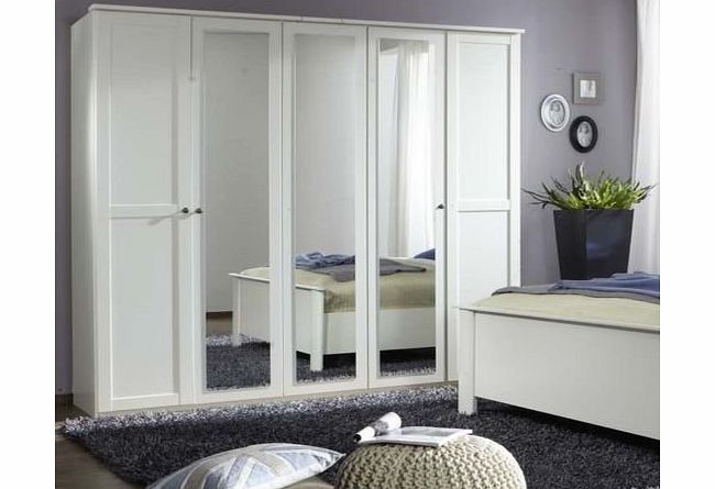 Germanica HANOVER Bedroom Furniture 5 Door Wardrobe in WHITE Colour [Includes Full Assembly Service]